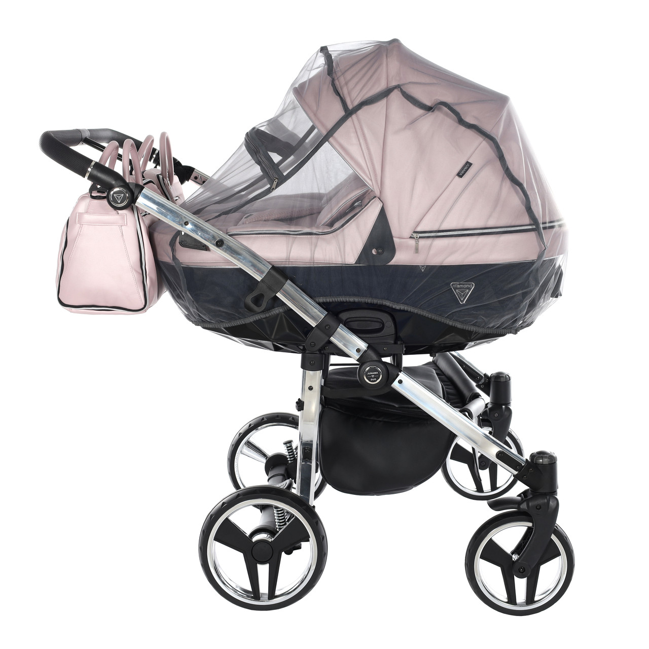 Junama Fluo Line Duo 06 Pink Silver Коляска для двойняшек 2in1