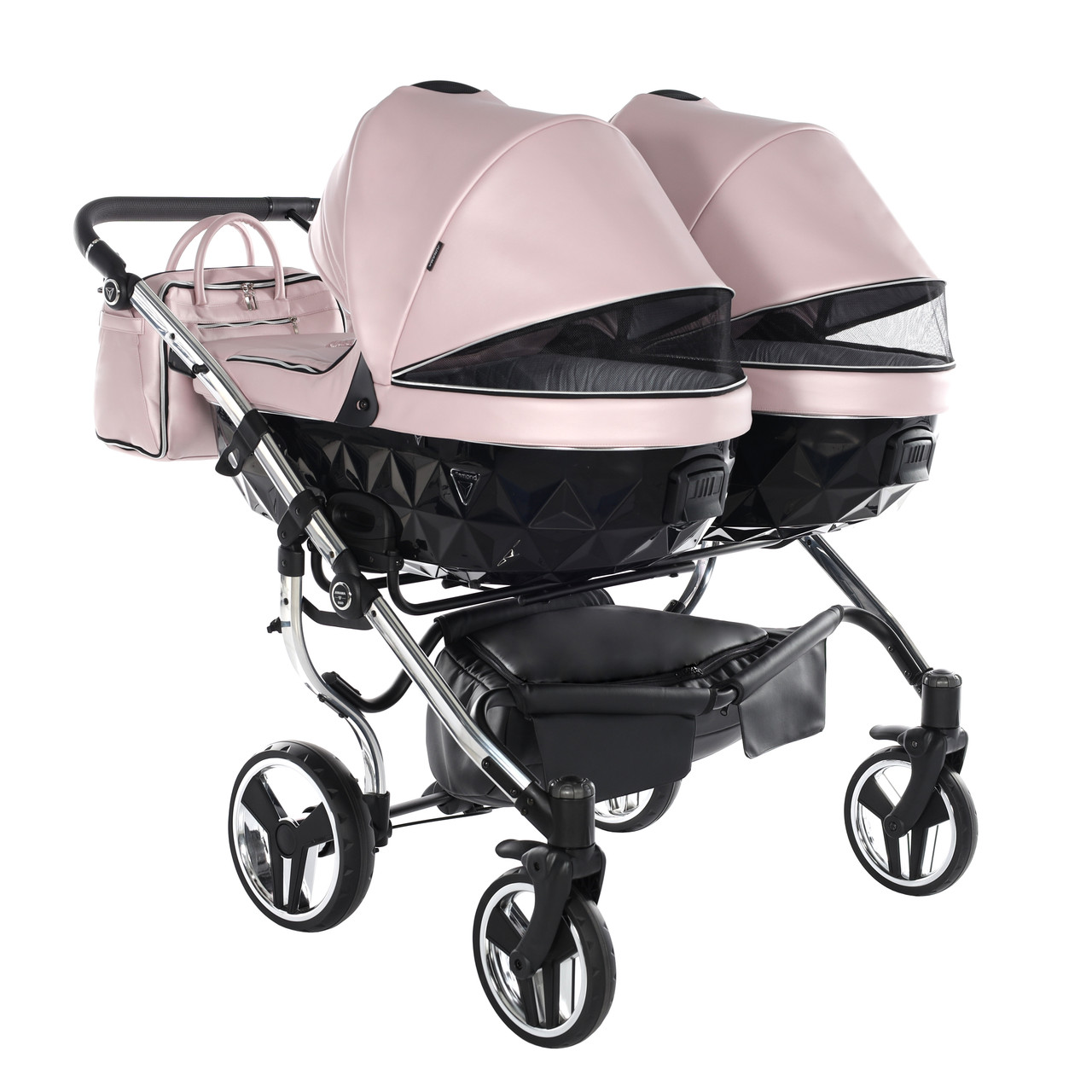 Junama Fluo Line Duo 06 Pink Silver Dvīņu rati 2in1