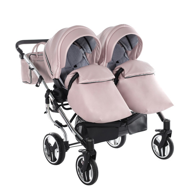 Junama Fluo Line Duo 06 Pink Silver Dvīņu rati 2in1