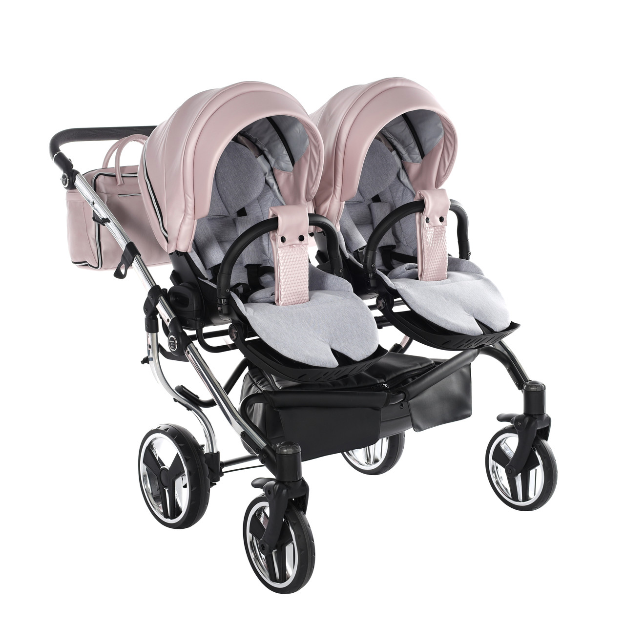 Junama Fluo Line Duo 06 Pink Silver Dvīņu rati 2in1