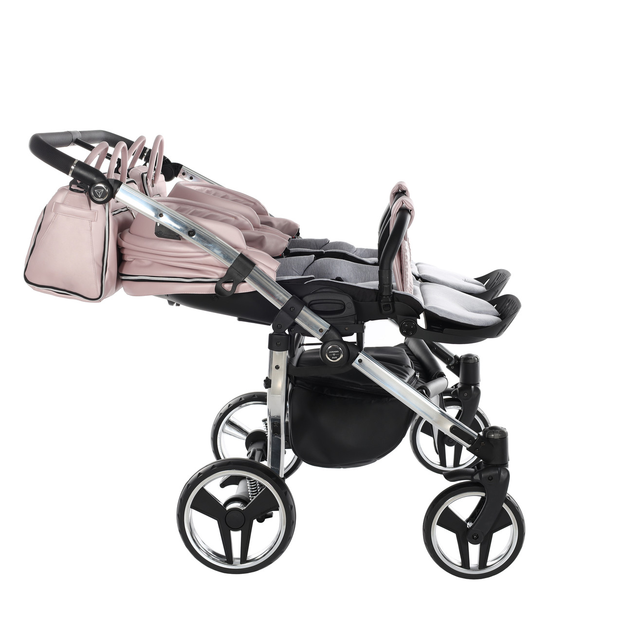 Junama Fluo Line Duo 06 Pink Silver Коляска для двойняшек 2in1