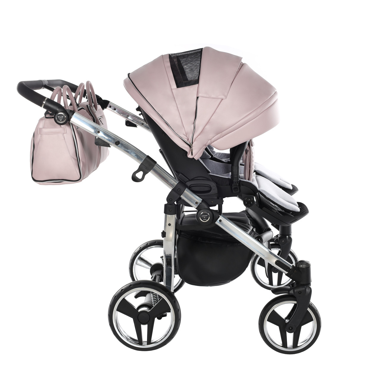 Junama Fluo Line Duo 06 Pink Silver Коляска для двойняшек 2in1