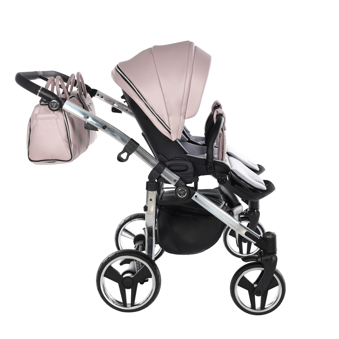 Junama Fluo Line Duo 06 Pink Silver Коляска для двойняшек 2in1