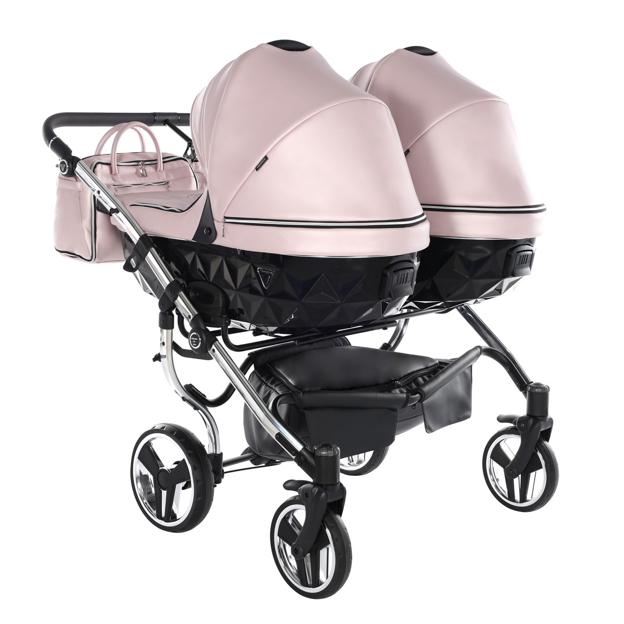 Junama Fluo Line Duo 06 Pink Silver Коляска для двойняшек 3in1