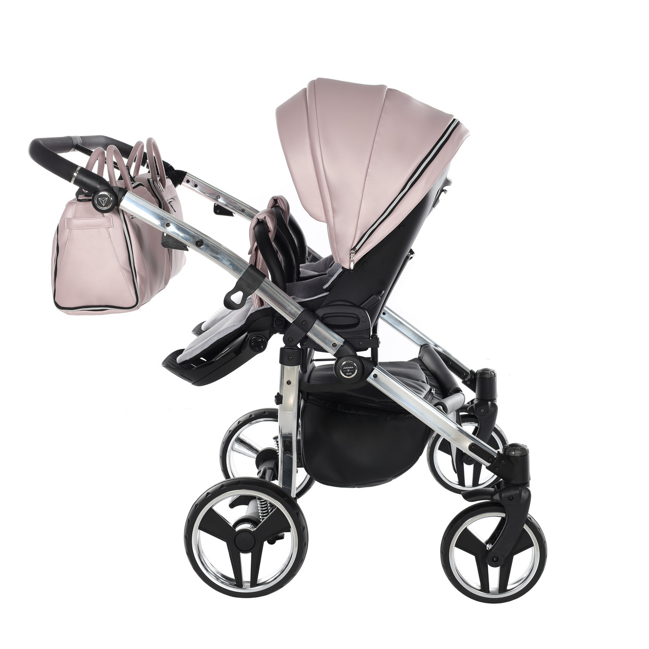 Junama Fluo Line Duo 06 Pink Silver Коляска для двойняшек 3in1