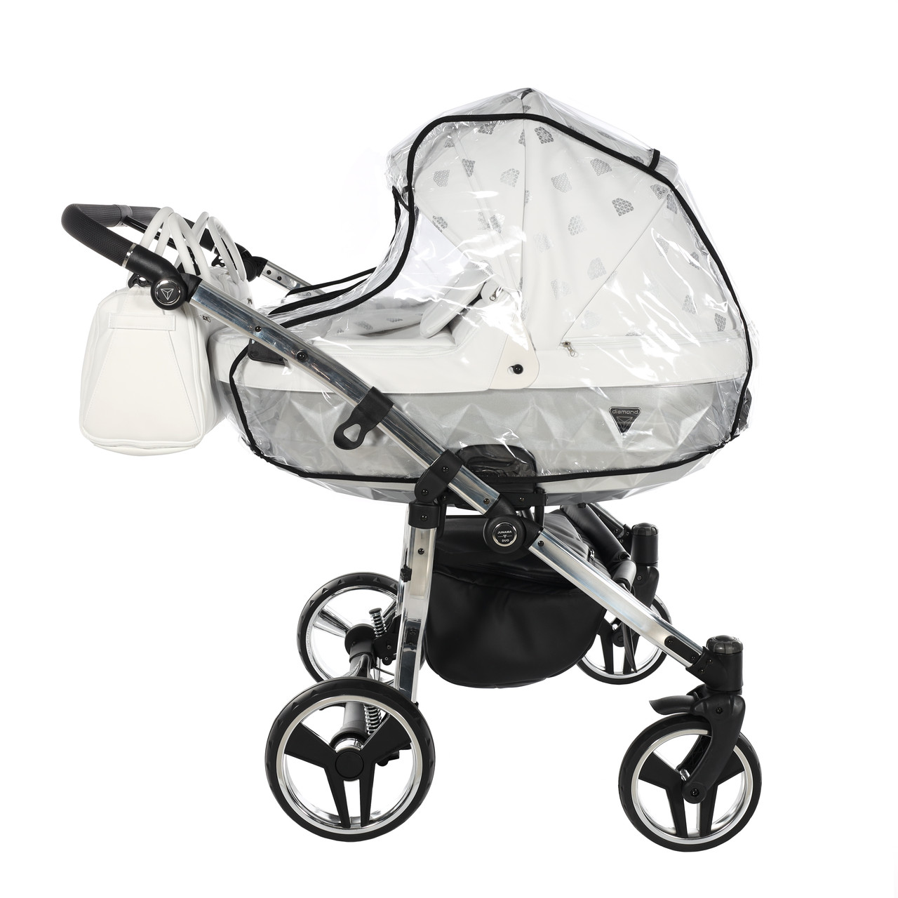 Junama Glow Duo 03 White Silver Dvīņu rati 2in1