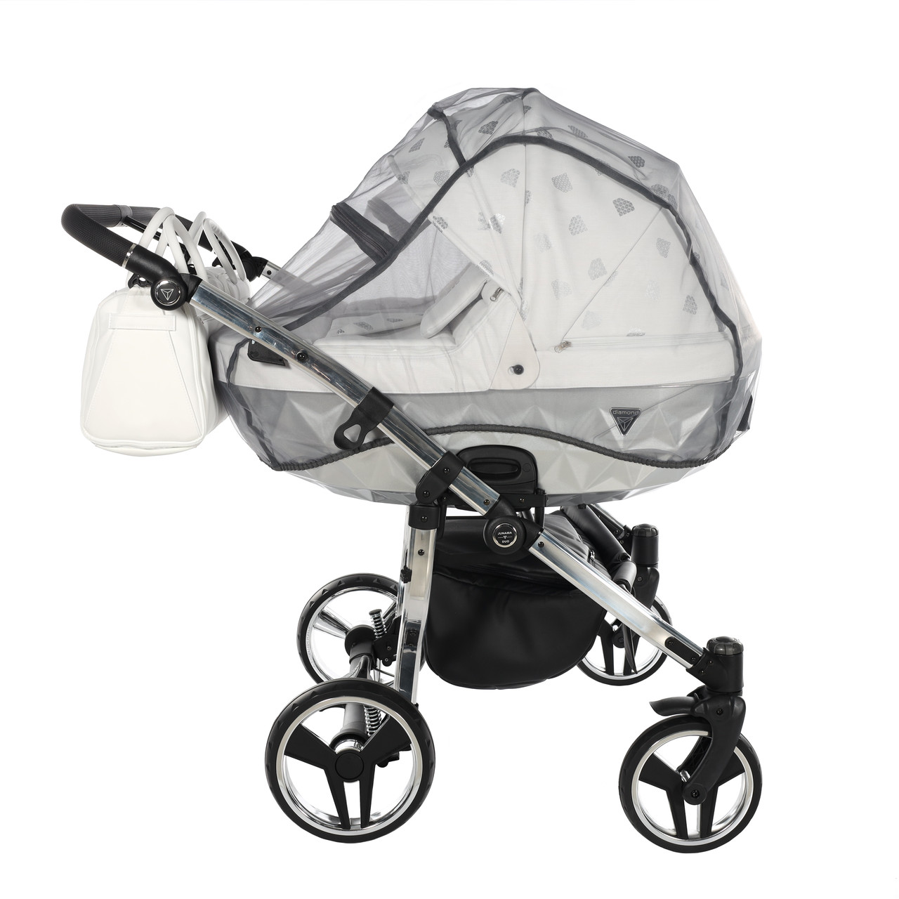 Junama Glow Duo 03 White Silver Dvīņu rati 2in1