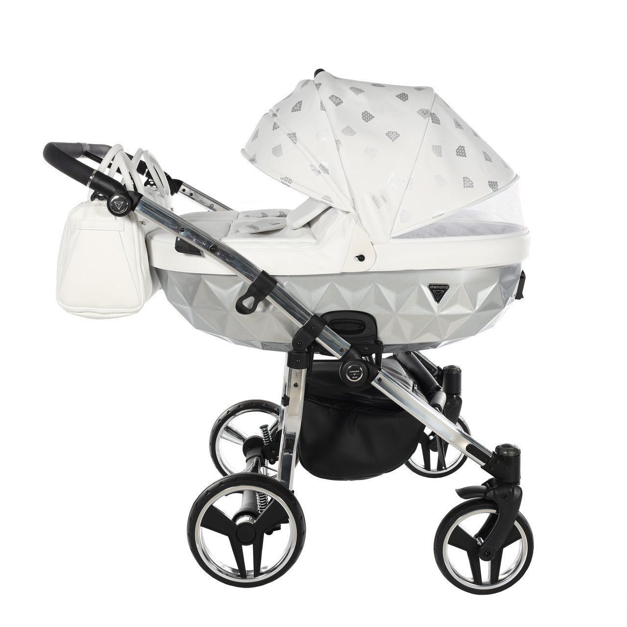 Junama Glow Duo 03 White Silver Dvīņu rati 2in1