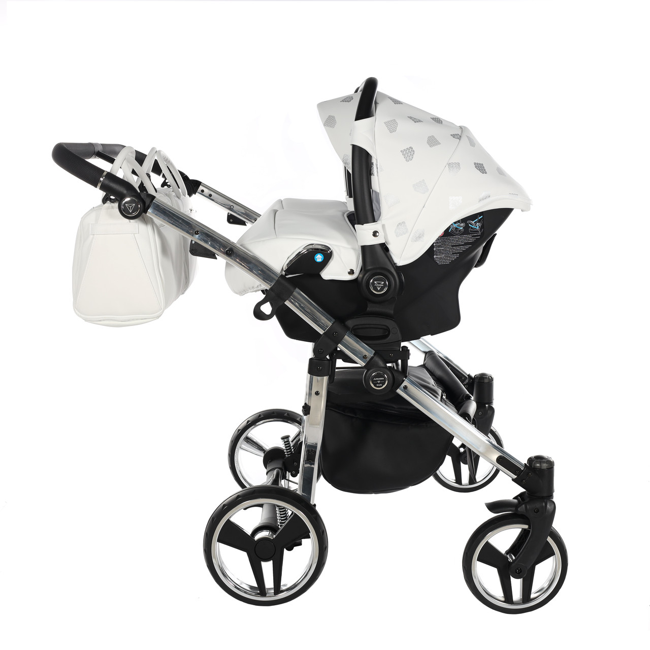 Junama Glow Duo 03 White Silver Dvīņu rati 2in1