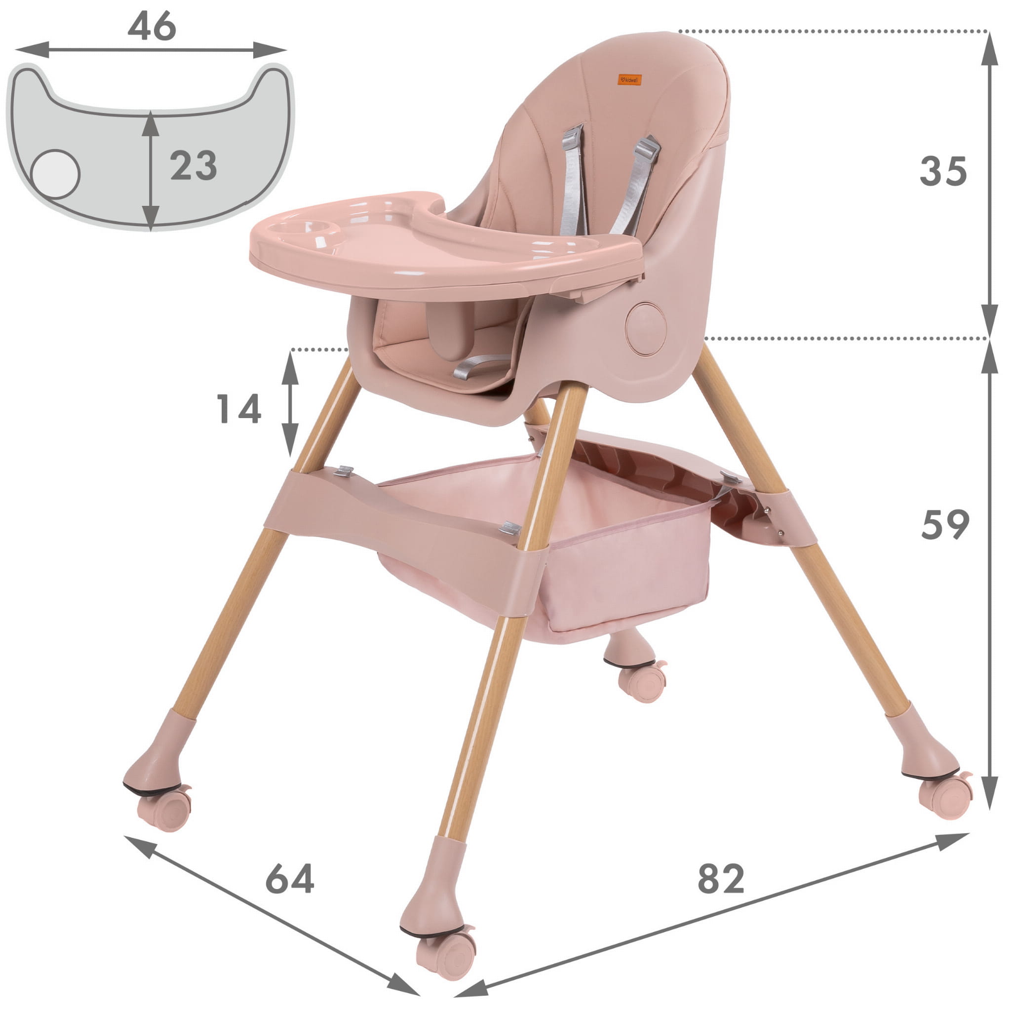 Kidwell Karimi Pink 2in1 Стульчик для кормления