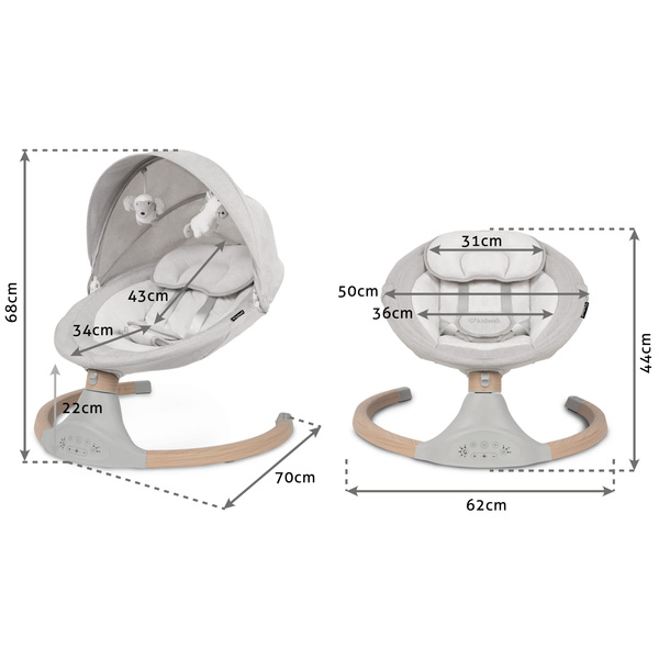 Kidwell LUXI 2in1 Light Melange / Wooden Šūpuļkrēsls