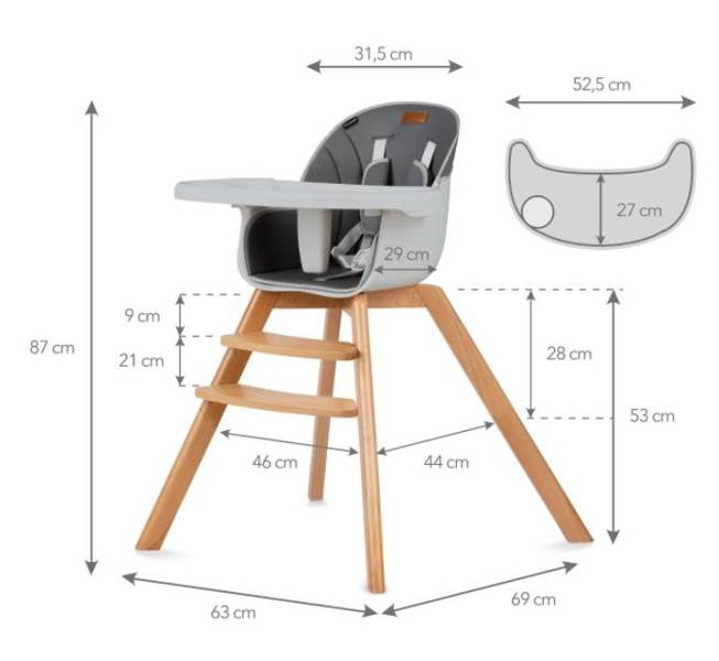 Kidwell Nobis 2in1 Grey Barošanas krēsls