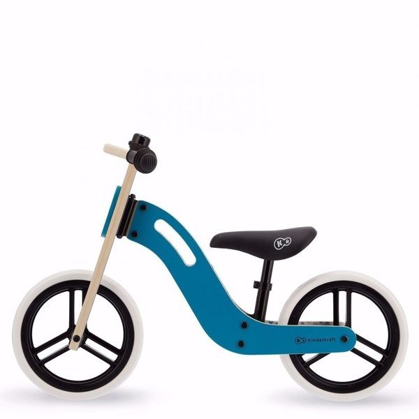 KinderKraft Balance Bike Uniq Turquoise Bērnu skrējritenis ar koka rāmi