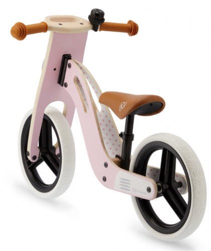 KinderKraft Balance Bike Uniq Pink Bērnu skrējritenis ar koka rāmi