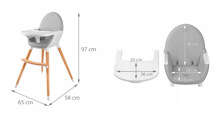 KinderKraft Fini Grey 2 in 1 Стульчик для кормления