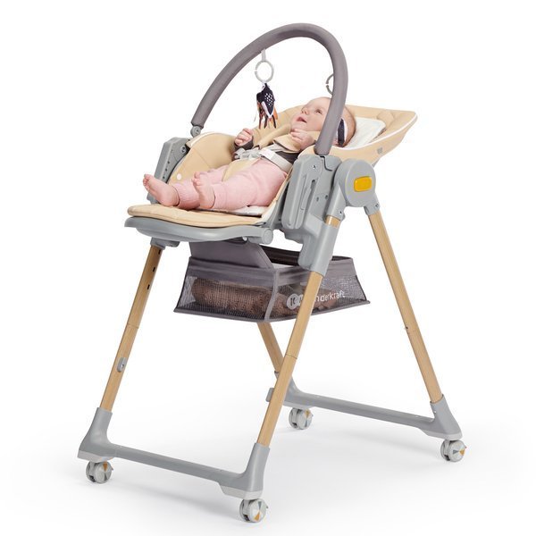 Kinderkraft Lastree Grey Многофункциональный шезлонг и стульчик для кормления  2 в 1