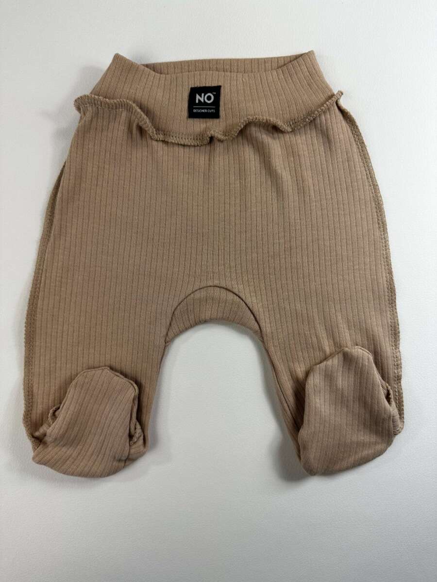 La Bebe NO Baby Pants Cappuccino Детские штанишки с широким поясом и закрытыми пяточками из чистого хлопка