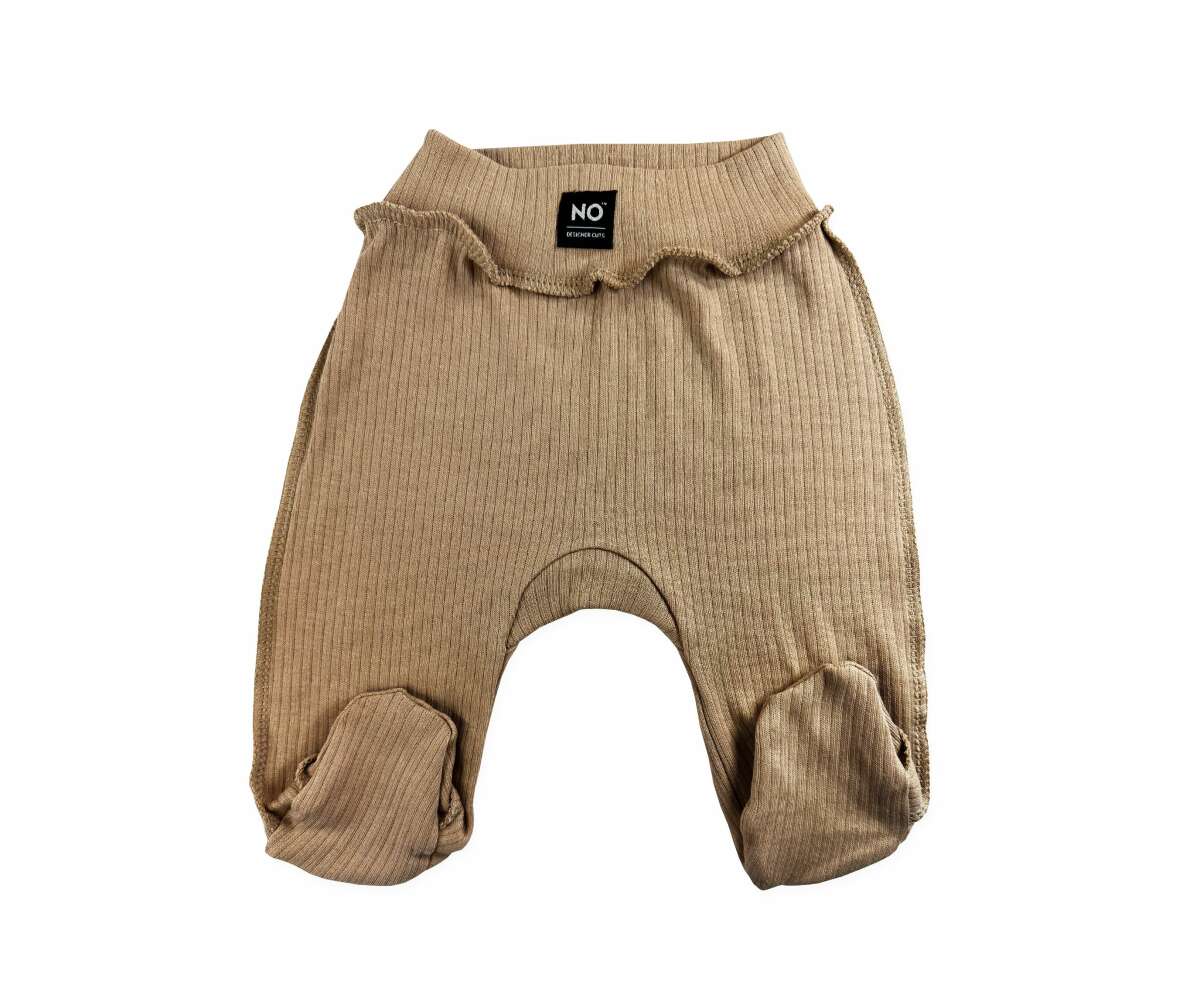 La Bebe NO Baby Pants Cappuccino Детские штанишки с широким поясом и закрытыми пяточками из чистого хлопка