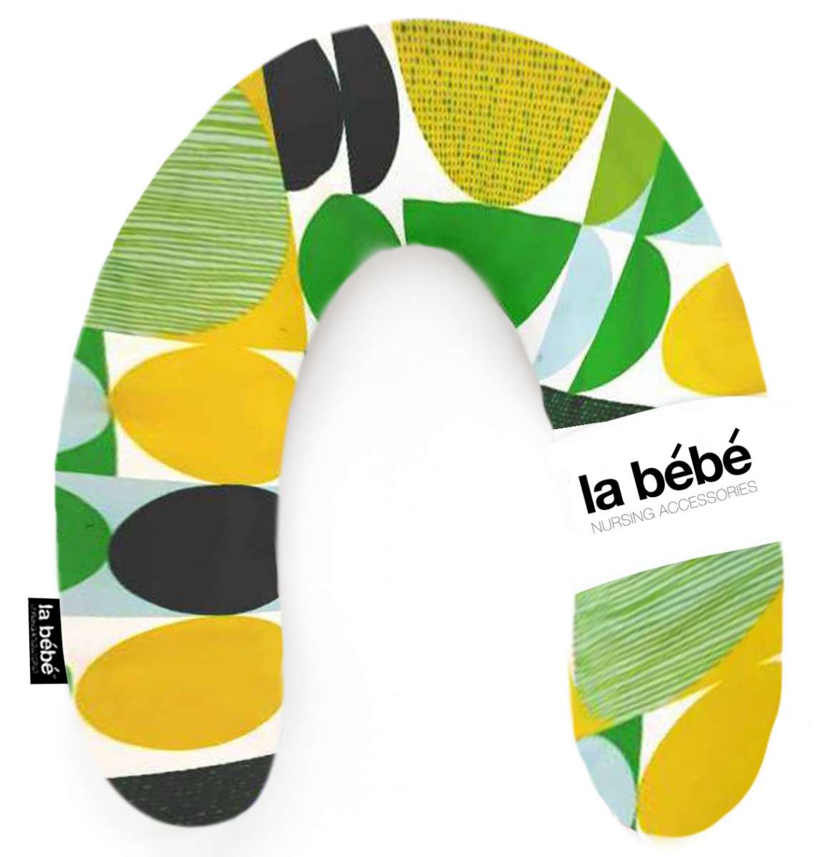 La Bebe Rich Cotton Nursing Maternity Pillow Green yellow circles Подковка для сна, кормления малыша 30x175cm