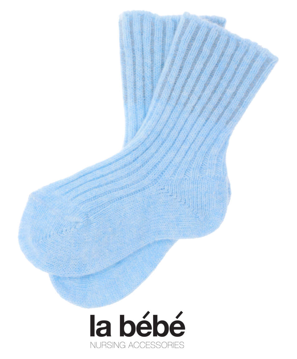 La bebe Wool Angora Socks Light blue Bērnu vilnas zeķītes