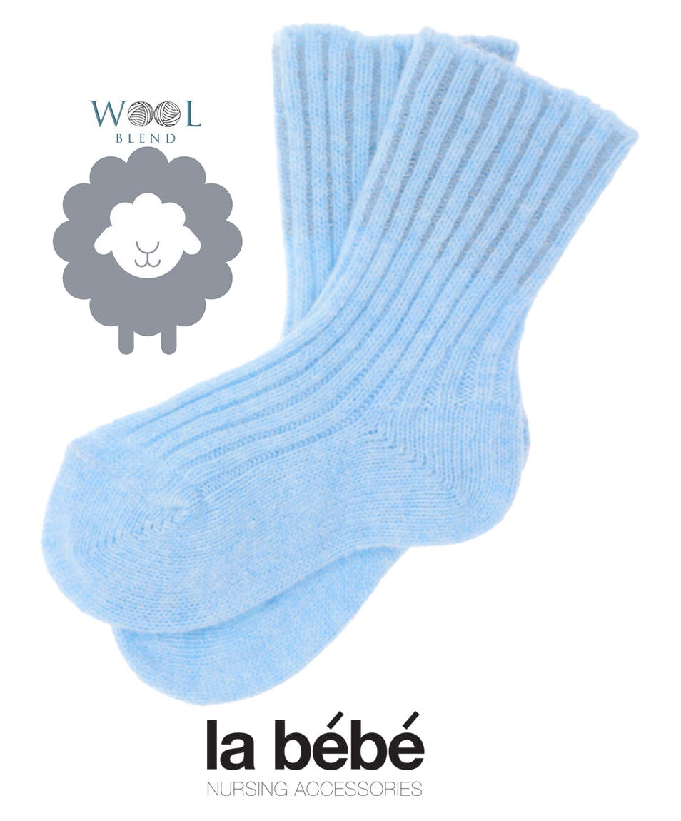 La bebe Wool Angora Socks Light blue Bērnu vilnas zeķītes