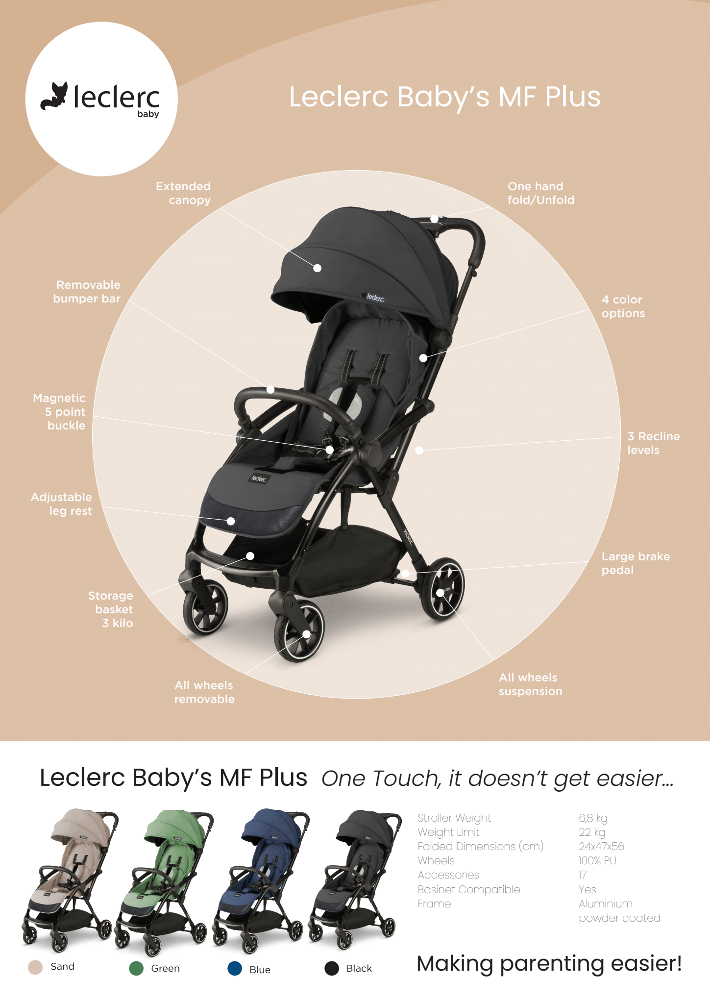 Leclerc Baby Magic Fold Plus Black Pastaigu rati