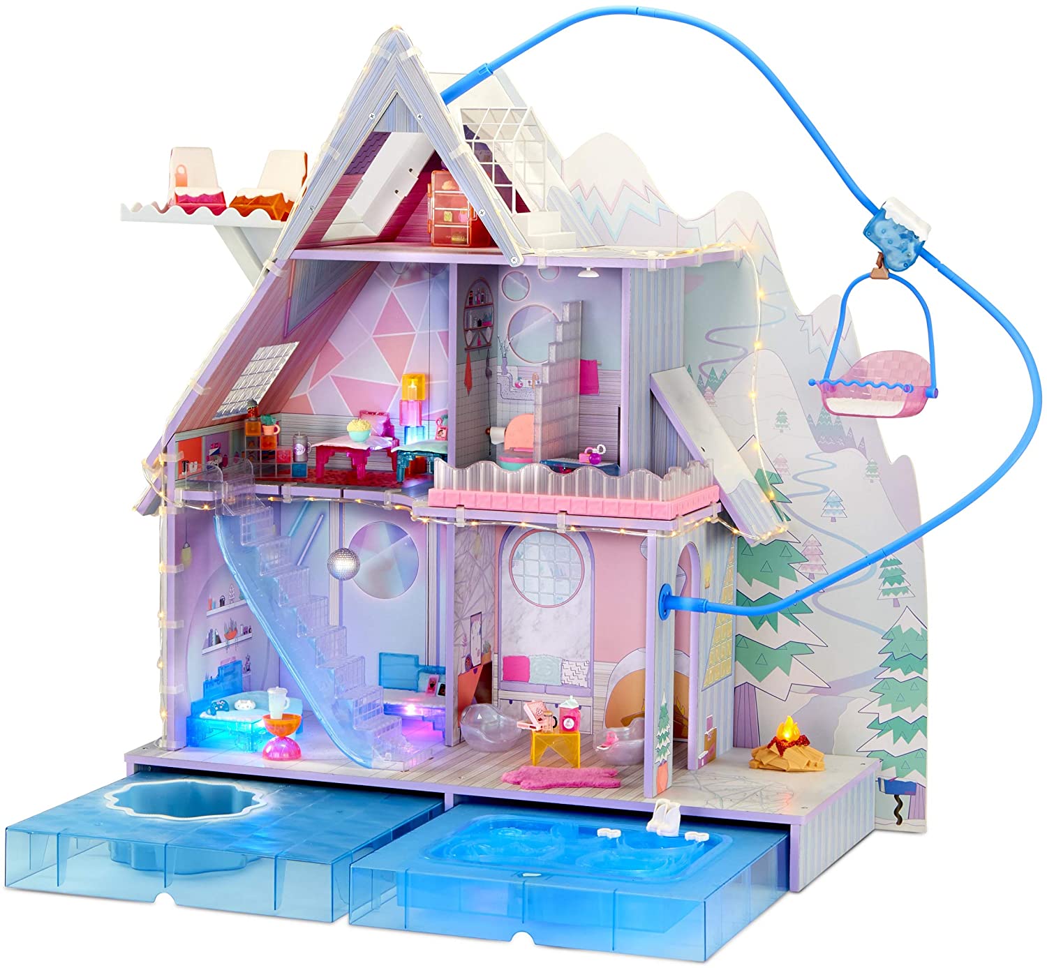 LOL Surprise OMG Winter Chill Cabin Wooden Doll House with 95+ Surprises