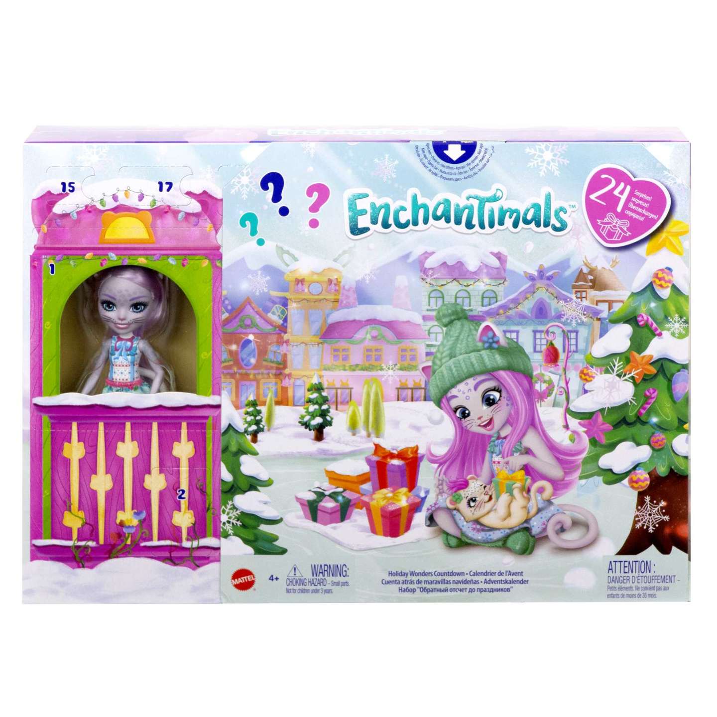 Mattel Enchantimals Holiday Wonders Countdown Advent Calendar Sybill Snow Leopard Рождественский Календарь + Кукла