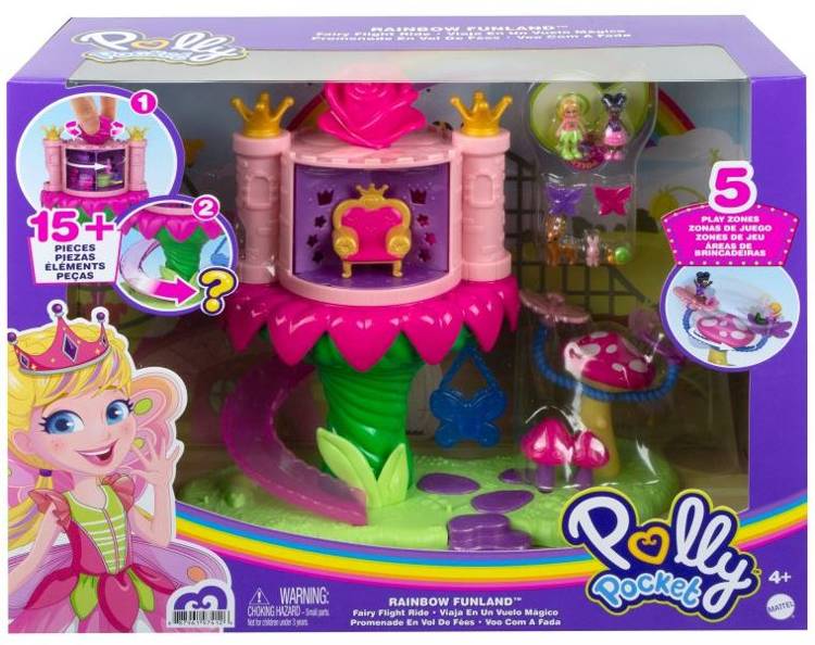 Mattel Polly Pocket Rainbow Funland Fairy Flight Ride GYK41 GYK43 Комплект Сказочный полет