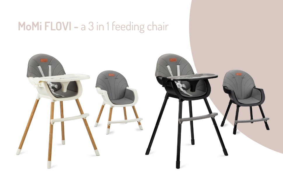 Momi Flovi Dark Grey 3in1 Детский стульчик для кормления