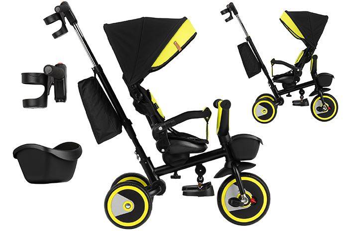 Momi Invidia 360 5in1 Black yellow Детский трехколесный велосипед