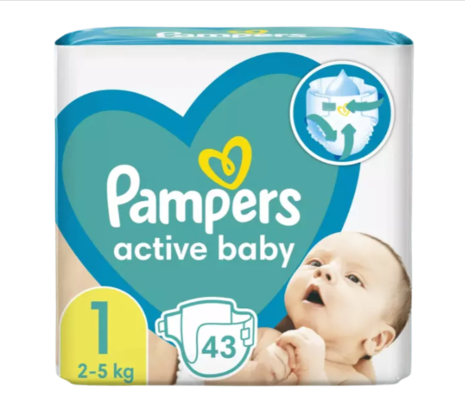 Pampers Active Baby autiņbiksītes 1. izmērs 43 gab.