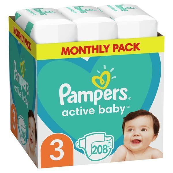 Pampers Active Baby подгузники 3 размер 208 шт.