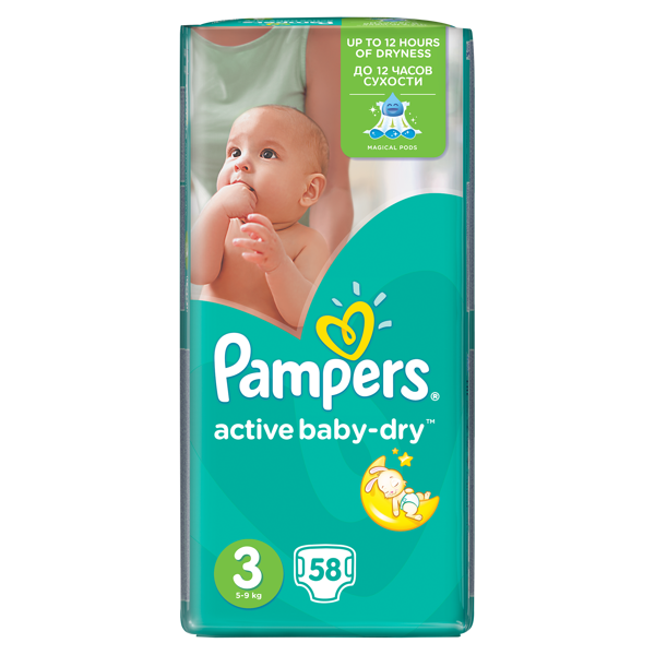 Pampers Active Baby подгузники 3 размер 58 шт.