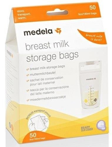 Piena uzglabāšanas maisiņi Medela Food Bags Pump & Save 180 ml 50 gab.