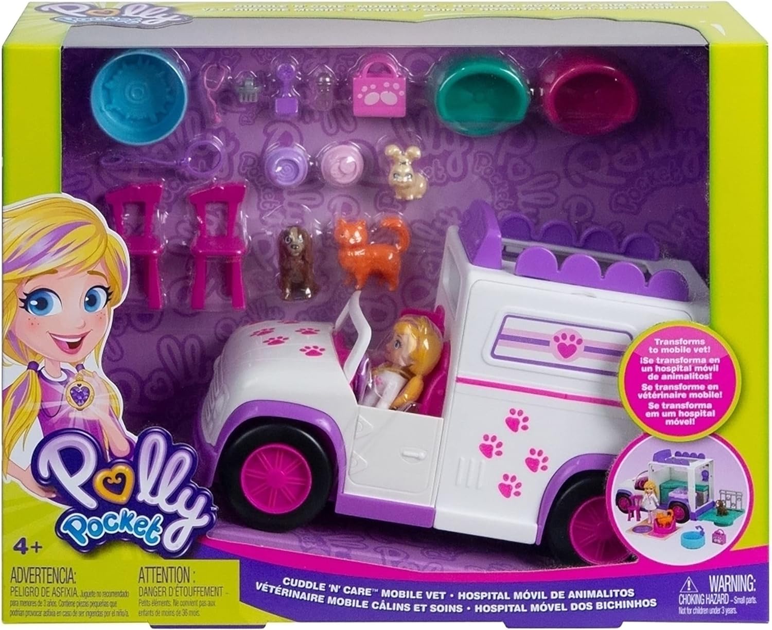 Polly Pocket Cuddle 'n' Care Mobile Vet GFR04 Кукла + ​Мобильная ветеринарная клиника