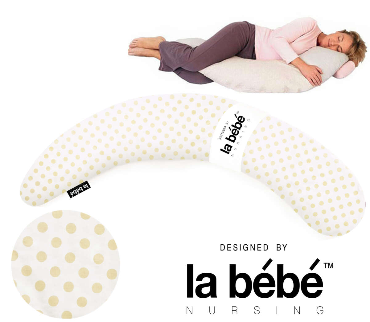 Подушка - подкова 185 см La Bebe Moon Maternity Pillow Beige Dots