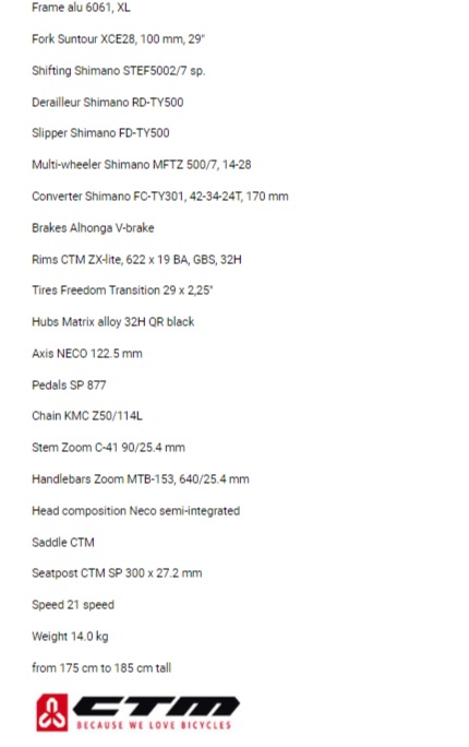 Мужской велосипед CTM Rein 1.0 29"