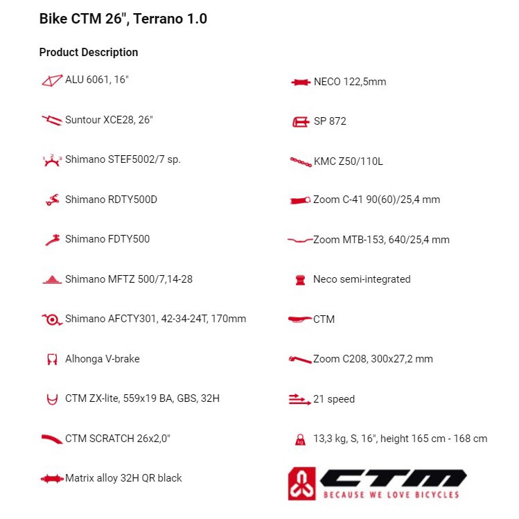 Мужской велосипед CTM Terrano 1.0 26"