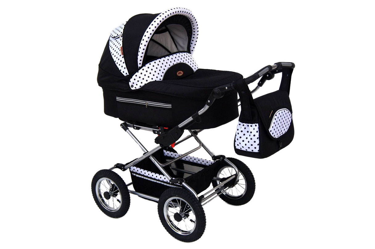 Baby Fashion Fanari 119 Black dots Bērnu rati 2in1