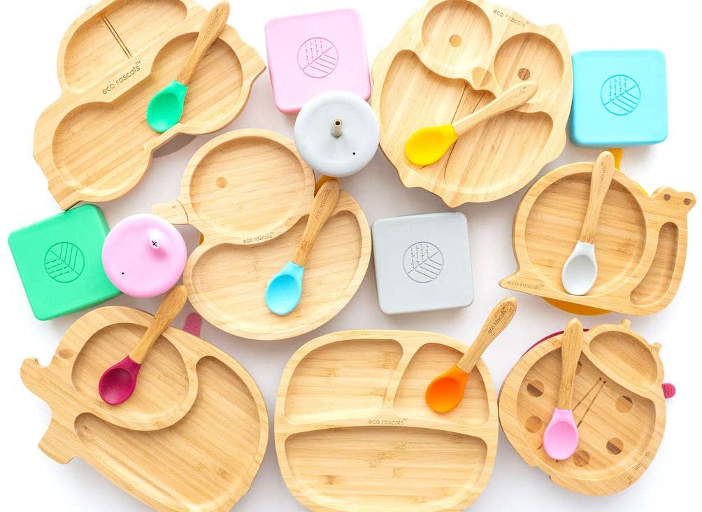 Bērnu Bambusa šķīvis ar piesūcekni Eco Rascals Duck pink