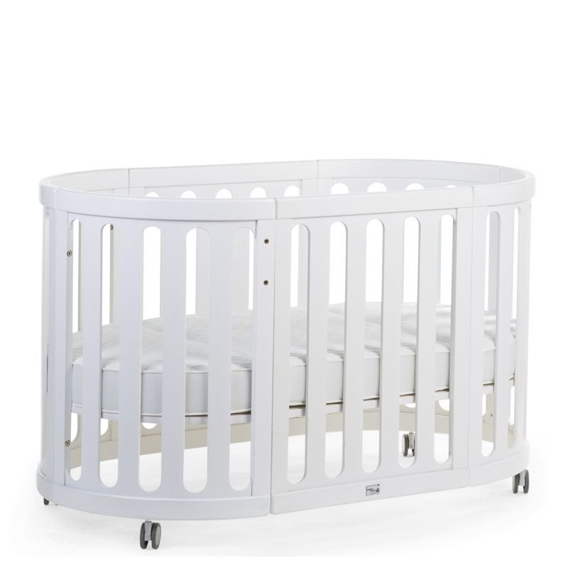 Bērnu gulta-transformeris 4 in 1 CHILDHOME Oval Cot white + Matracis