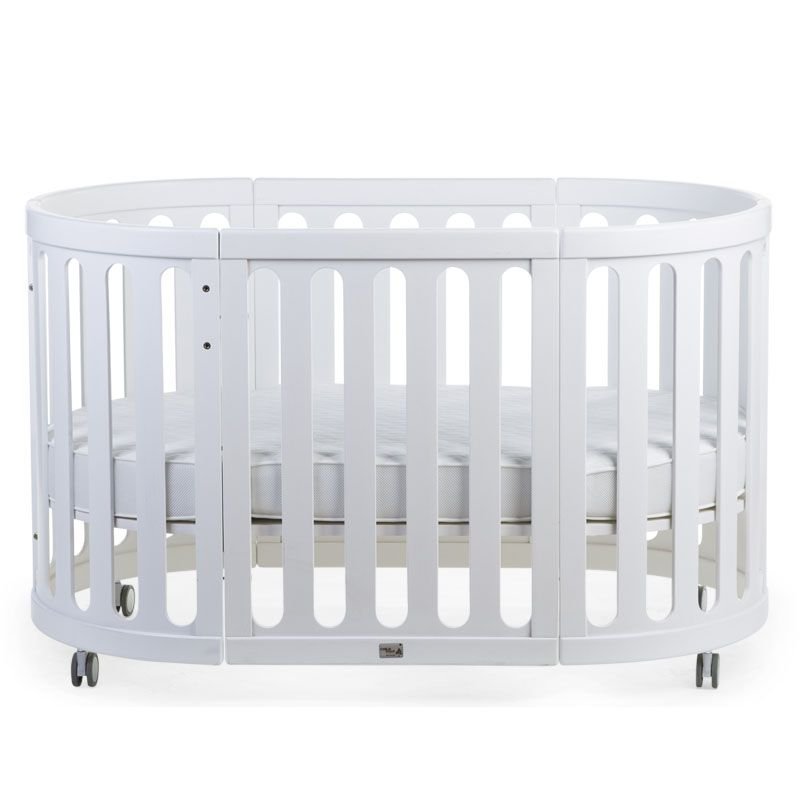 Bērnu gulta-transformeris 4 in 1 CHILDHOME Oval Cot white + Matracis