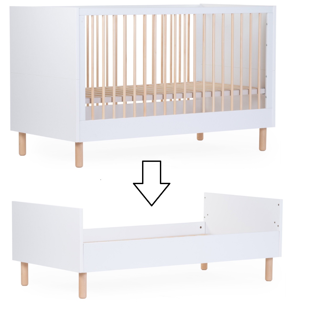 Bērnu gulta Transformeris 70x140 сm Childhome Wonder White