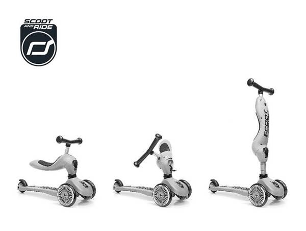 Трехколесный cамокат c сиденьем Scootandride Highwaykick 2in1 Ash