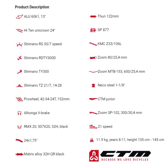 Bērnu velosipēds CTM Rocky 1.0 24" grey
