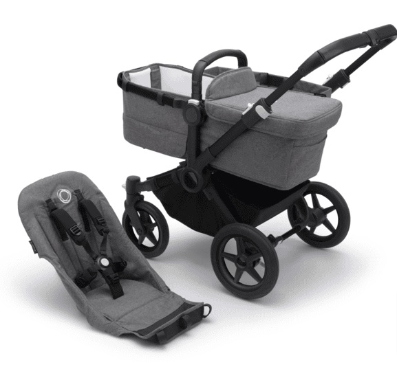 Bugaboo Donkey 5 Grey Melange Black frame Bērnu rati Transformeris 2in1 (bez jumta)