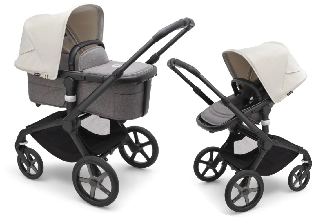 Bugaboo Fox 5 Grey Melange Bērnu rati 2in1 Black Rāmis + Jumts Misty White