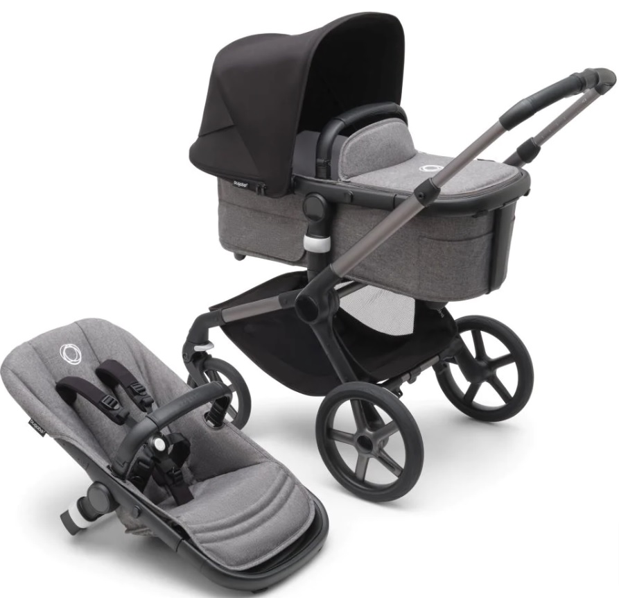 Bugaboo Fox 5 Grey Melange Детская коляска 2в1 Графитовая рама + Kапюшон Midnight Black