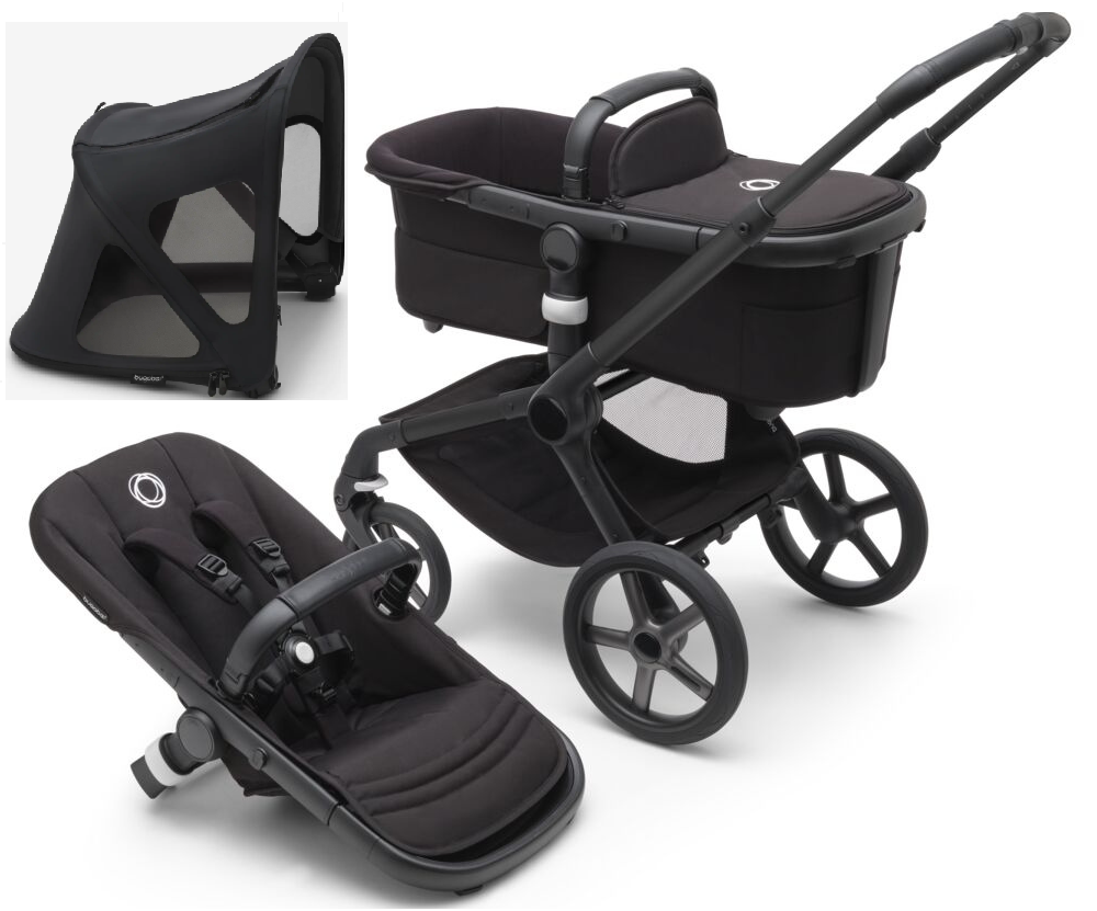 Bugaboo Fox 5 Midnight black Breezy Bērnu rati 2in1 Melns rāmis